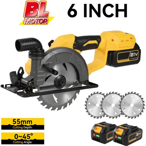 Handkreissäge - Akku, bürstenloser Motor - Sägeblatt 15 cm - Schnitttiefe 55 mm - 2× 18 V Akkus inklusive - Braun