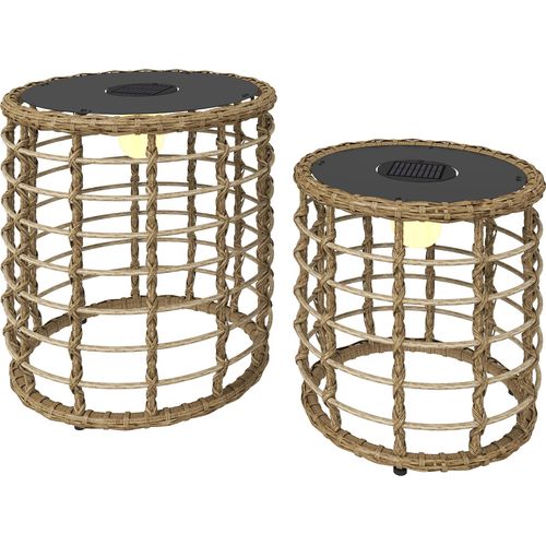 Solar Stehlampe 2er Set Rattan Solarlampen mit Lichtsensor LED Solarleuchte im Boho-Stil IP44