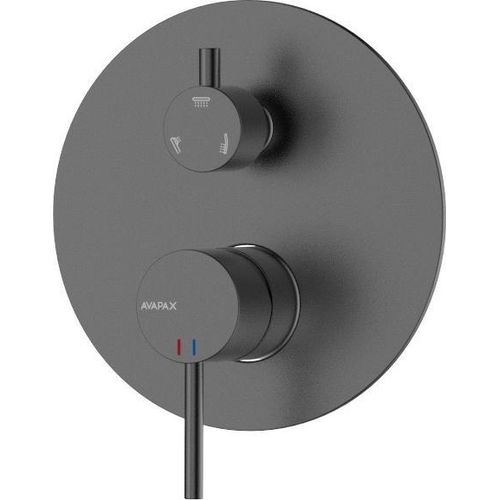 Avapax | Dusche-wannen-batterie - Gun Metal Matt - 3 Funktionen - Einhandbedienung - Messing