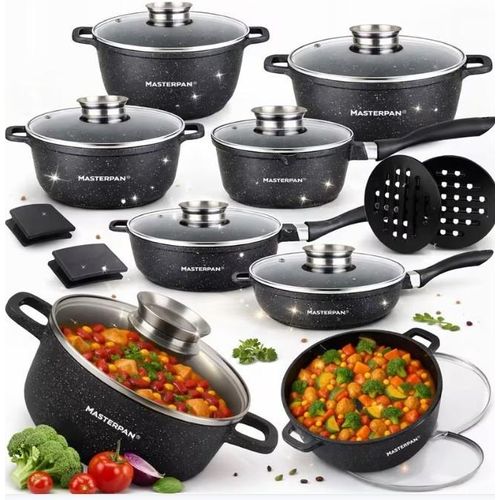 Topfset, 16-teilig mit Glasdeckel Induktions-Topfset, beschichtete Töpfe, Pfanne,Topfset | Kochgeschirrset Antihaftbeschichtung Induktion MP2154