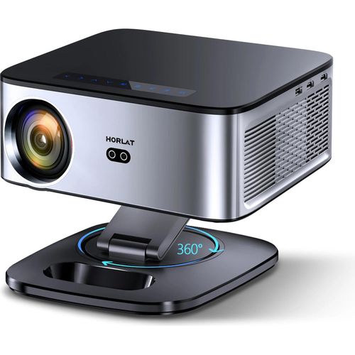 Heimkino Projektor - LED Beamer - 1080p Full HD - 4K/8K-Dekodierung - 1600 ANSI Lumen - Automatische Trapezkorrektur - Android 2+64GB - Halterung & EU‑Stecker