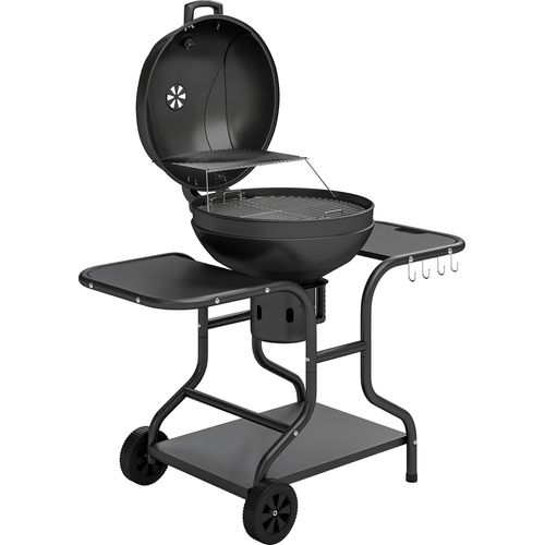 Holzkohlegrillbbqsmokermitseitentischendeckelthermometerräder129X63,5X106,5Cm