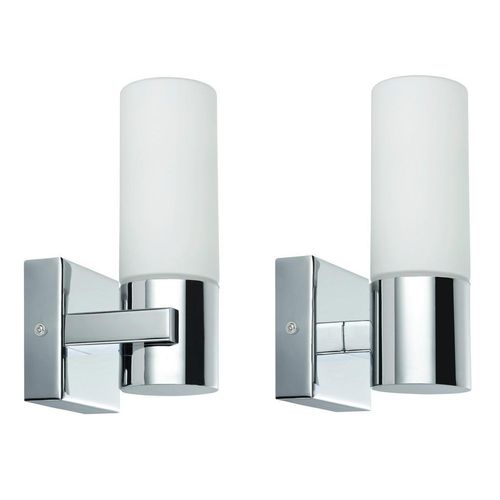 Paulmann Badezimmer-Wandleuchte Gemini, Chrom, Metall, Glas, 8.5x19.5x10.5 cm, Grüner Punkt, Lampen & Leuchten, Innenbeleuchtung, Leuchten nach Räumen, Badezimmerlampen