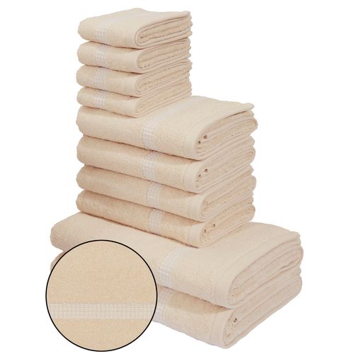 Handtuch Set OTTO HOME "Kapra, Premium Handtücher, 100% Baumwolle, 500 gr/m², 10-tlg.", beige (natur), 10 Stk., Frottier, Frottier, Obermaterial: 100% Baumwolle, Handtuch-Sets, 2 Duschtücher, 4 Handtücher, 4 Gästehandtücher, 5 Jahre Garantie