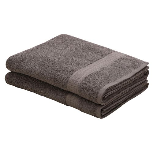 Strandtücher OTTO HOME "Juna, 2 Strandtücher 100x180, 100% Baumwolle, Set und als Serie", grau (anthrazit), B:100cm L:180cm, Walkfrottee, Obermaterial: 100% Baumwolle, Handtücher, Handtuch-Set, mit Bordüre, Handtücher in Uni-Farben, weich