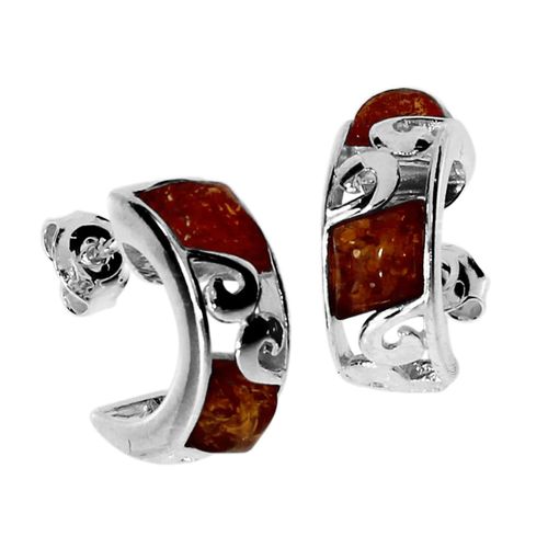 Paar Ohrstecker OSTSEE-SCHMUCK "Ostsee-Schmuck Halbcreole Lonnie Halbcreole Lonnie", weiß, Ohrringe, Damen, 16 x 6mm, Silber 925 (Sterlingsilber)