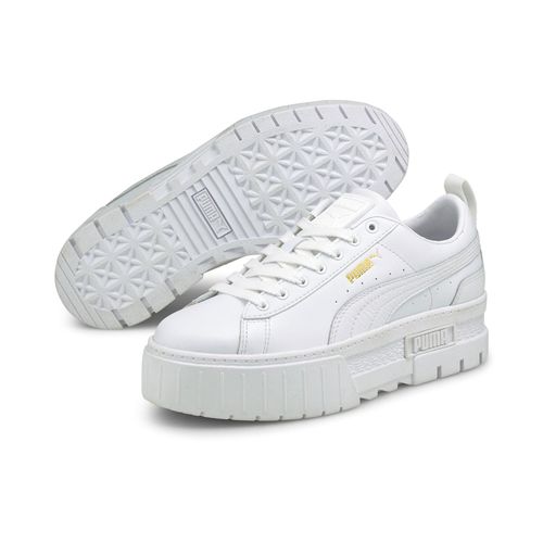 Sneaker PUMA "MAYZE CLASSIC WNS", Damen, Gr. 41, weiß (puma weiß), Leder, unifarben, Schuhe Sneaker, mit dicker Schichtsohle, mit SOFTFOAM-Dämpfungstechnologie