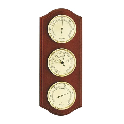Wetterstation mit Hygrometer, Barometer und Thermometer, Mahagoni
