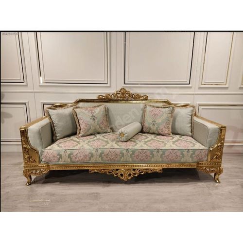 Klassischer Dreisitzer Couch Barock Beige 3er Sofa Couchen Möbel Sofas