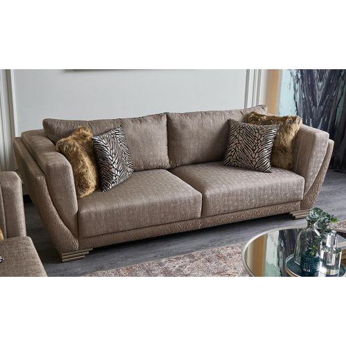 Luxus Dreisitzer Couch Sofa 3 Sitzer Braun Stoff Stoffsofa Polstersofa