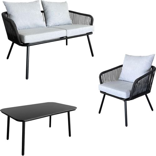 Gartenmöbel aus Seil OUVÉA hellgrau - 4 Plätze