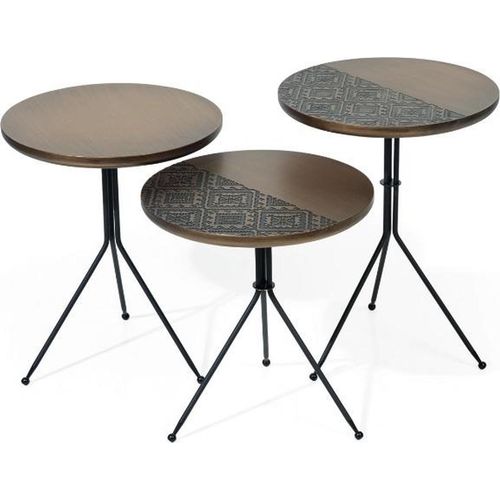 Luxus braun Beistelltische Set 3x Rundtische Moderne Wohnzimmer Tisch