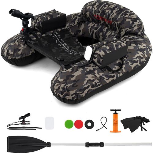 Aufblasbares Angelboot mit Rutenhalter und Paddel