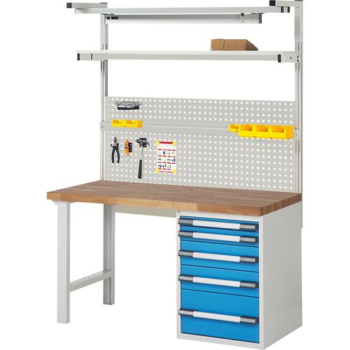 eurokraft pro Werkbank mit Systemaufbau Serie 7000, mit Systemaufbau 8, BxT 1500 x 700 mm