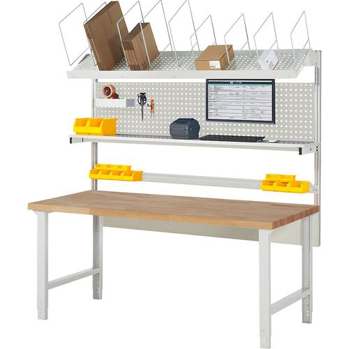 eurokraft pro Werkbank mit Systemaufbau Serie 7000, mit Systemaufbau 3, BxT 2000 x 900 mm