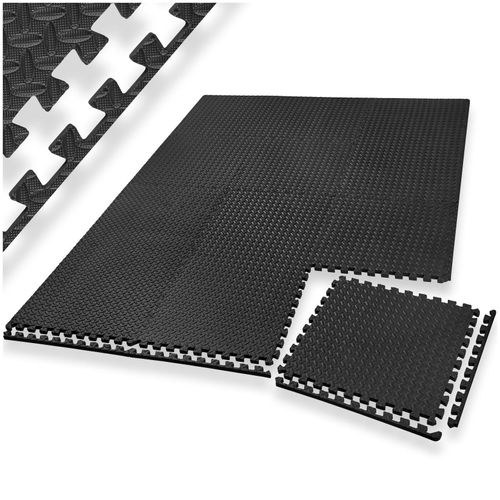 tectake® Schutzmattenset, 12-teilig mit 24 Randstücken, weich und rutschfest, leichte Reinigung und flexibel erweiterbar