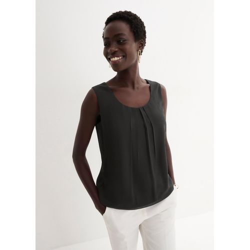 Blusentop BONPRIX, Damen, Gr. 42, schwarz, Web, Obermaterial: 100% Polyester. Futter: 100% Polyester, loose fit, Blusen Blusentop, lockerer Schnitt, für Frühjahrsmode und Sommermode, aus Polyester