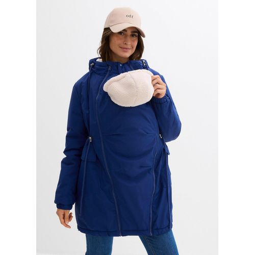 bonprix Kuschelig gefütterte Umstands-und Tragejacke, blau, Gr.46, Wasserabweisender Parka für die Schwangerschaft und danach