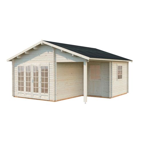 Gartenhaus PALMAKO "Irene", transparent, Fußboden im Gartenhaus, ohne Dacheindeckung, Massivholz, Gartenhäuser, Gartenhaus, 21,9 + 5,2 qm