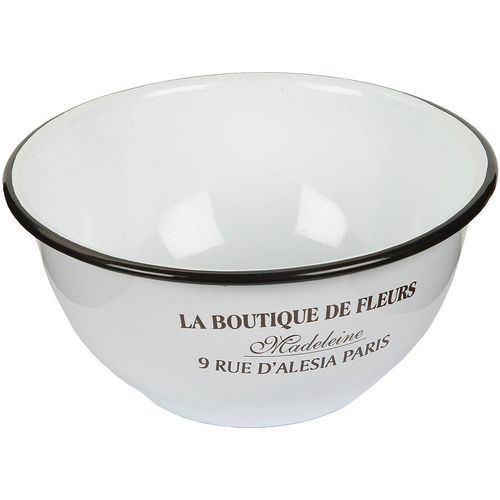 Schüssel AMBIENTE HAUS "Schüssel aus Emaille in Antikweiß", weiß, B:18cm H:9cm T:18cm, Emaille, Schüsseln, Schüssel