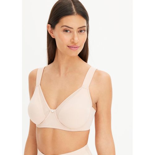 Minimizer-BH BONPRIX, Damen, Gr. 95, Cup G, mattbeige, Obermaterial: 80% Polyamid, 20% Elasthan. Futter: 80% Polyamid, 20% Elasthan. Netzfutter: 92% Polyamid, 8% Elasthan, unifarben, BHs Minimizer-BH, nahtloser BH im zarten Meshlook