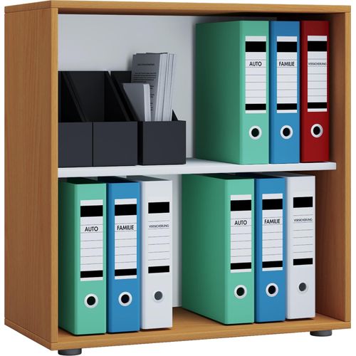 Bücherregal VCM "Holz Büro Regal Bücher Ordner Aktenregal Lona 2f", braun (buche), B:70cm T:37cm, Regale, Bücherregal
