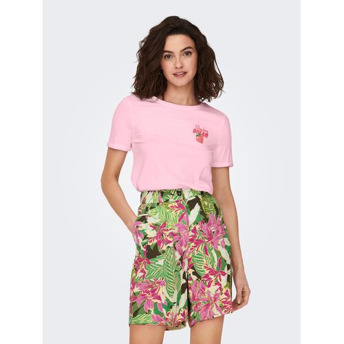 T-Shirt ONLY "ONLKITA S/S DRINKS TOP BOX JRS", Damen, Gr. XL, romance rose print:dacey dream back, Jersey, Obermaterial: 100% Baumwolle, bedruckt, regular fit normal, Rundhals, Shirts T-Shirt, Baumwolle, regular fit, Rundhals