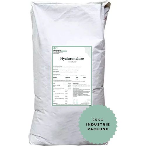 Natriumhyaluronat - Mittelmolekular (0.8–1.5 mDa, 0.7 g/ml) Feines Pulver (>100 Mesh) – 25 kg