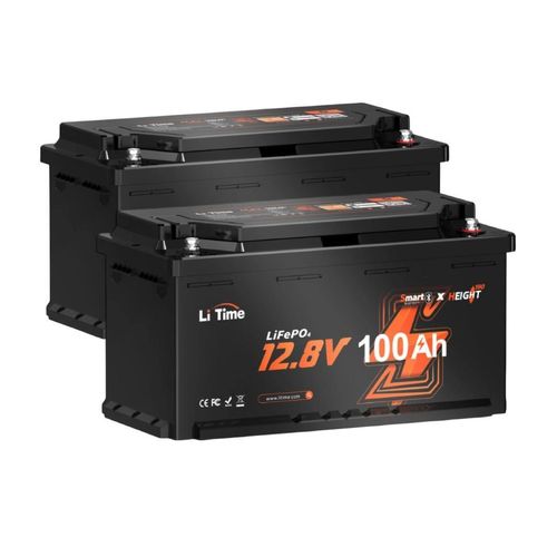 2X 12V 100Ah H190 LiFePO4 Batterie DIN H8 mit Bluetooth und BMS 1280Wh Stromspeicher