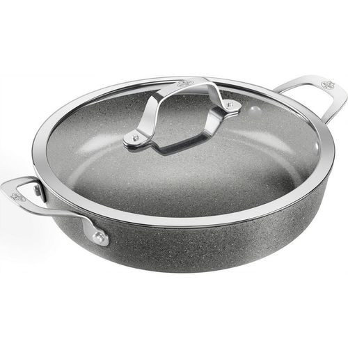 Ballarini Servierpfanne Salina Ceramic, no-color, Metall, rund, backofengeeignet,Deckel hitzebeständig, schadstofffrei gemäß EU-Standards, Kochen, Pfannen, Servierpfannen