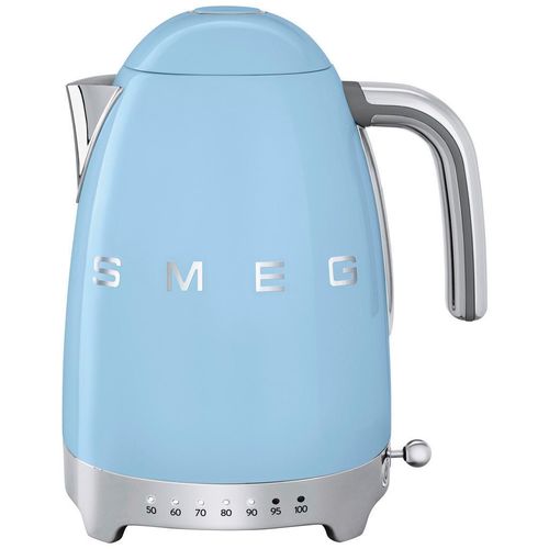 Smeg Wasserkocher 50´s Style, Pastellblau, Metall, 1,7 L, 22.30x28x17.10 cm, automatische Abschaltung, manuelle Trockengehschutz, Überhitzungsschutz, 360°-Sockel, Anti-Rutsch-Füße, ergonomischer Griff, flaches Heizelement, abgedecktes weit aufklappbarer Deckel, herausnehmbarer Filter, Signalton, Temperaturstufen individuell einstellbar, Warmhaltefunktion, Beleuchtung, variable Temperaturauswahl, K