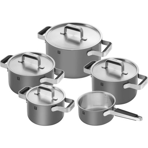 Zwilling Kochtopfset Zwilling Pure, Grau, Metall, 5-teilig, 16 cm,20 cm,16 cm, rund, backofengeeignet, Kochen, Töpfe, Topfsets