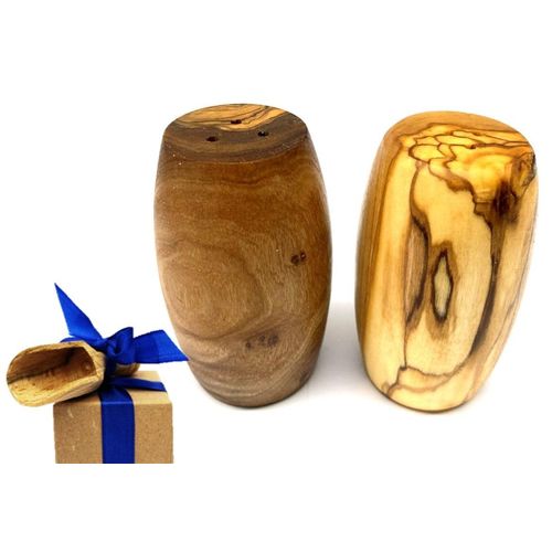 Salz- / Pfefferstreuer OLIVENHOLZ-ERLEBEN "2er Set Salz- und Pfefferstreuer FASS aus Olivenholz", braun, B:3cm H:7,5cm Ø:3cm, Gewürzstreuer, Salz- / Pfefferstreuer, Kombination aus edlem Olivenholz