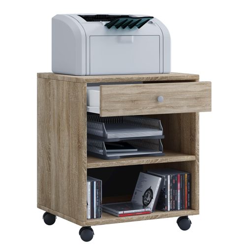 Container VCM "Holz Rollcontainer Bürocontainer Schublade Salda", braun (sonoma, eiche (sägerau)), B:45cm T:38cm, Obermaterial: 100% Holz Wood., Rollwagen, Rollcontainer
