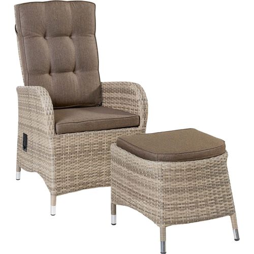 LC Garden »Turin« Dining Liegesessel Set Positionsstuhl inkl. Hocker natur