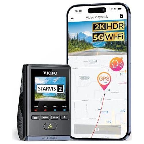 Viofo Dashcam A119 Mini 2, Front 2,7K 5GHz Wi-Fi, 2K 60 fps/HDR 30fps Sprachregelung, Sternvis 2 verbesserte Nachtsicht, 1,5 Zoll LCD Hidden Dash Cam