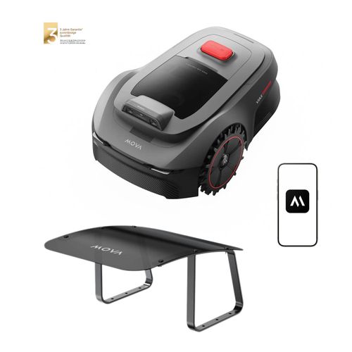 MOVA ViAX 250 (mit Garage) – Mähroboter bis 250 m², UltraEyes™ KI-Dual-Vision, Dual-Map, Hindernisvermeidung, App-Steuerung, 50 min Akkulaufzeit