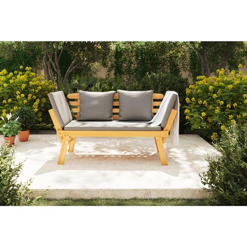 Ambia Garden Gartenbank, Grau, Akazie, Holz, Textil, Akazie, massiv, 2-Sitzer, Füllung: Polyester, 198x78x68 cm, FSC 100%, Gartenmöbel, Gartenbänke