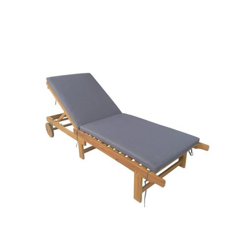 Ambia Garden Gartenliege, Grau, Akazie, Holz, Textil, Akazie, massiv, Füllung: Polyester, 186x32x70 cm, FSC 100%, Auflage, wetterfest, Rückenlehne verstellbar, Gartenmöbel, Gartenliegen