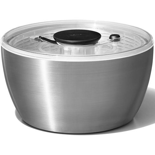 Salatschleuder OXO STEEL, silber (silberfarben), B:27cm H:17cm, Edelstahl, Salatschleudern, Salatschleuder, 6 Liter, Edelstahl