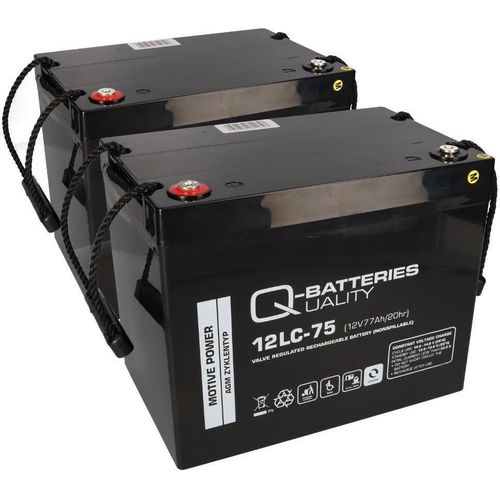 2x Bleiakku Batterie 12LC-75 M6 12V 75Ah AGM Blei Accu wartungsfrei QB