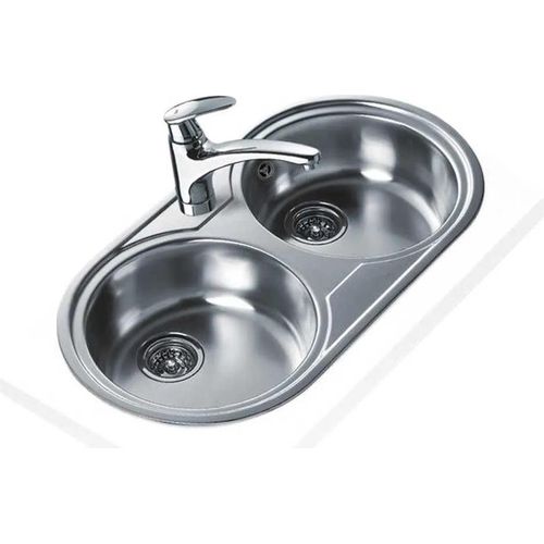 Teka DR 80 2C, Unterbauspüle, Oval, Edelstahl, Edelstahl, 2 Becken, Kreis