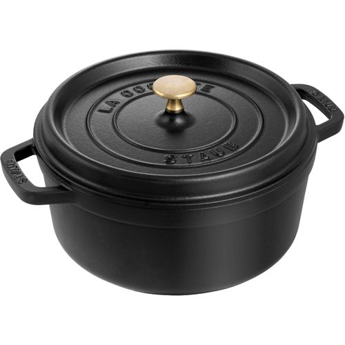 Bräter STAUB "Cocotte", schwarz, H:16,7cm Ø:26cm, Töpfe, Bräter, robust, langlebig, perfekte Hitzeverteilung, Aromaregen-Deckel