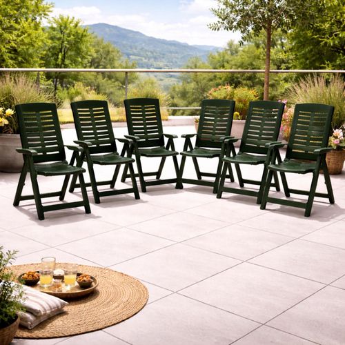 6 Stück Klappstuhl Positionsstuhl Kunststoff Grün 5-Positionen