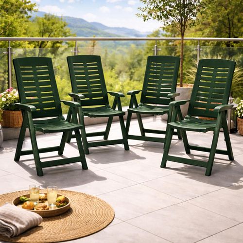 4 Stück Klappstuhl Positionsstuhl Kunststoff Grün 5-Positionen