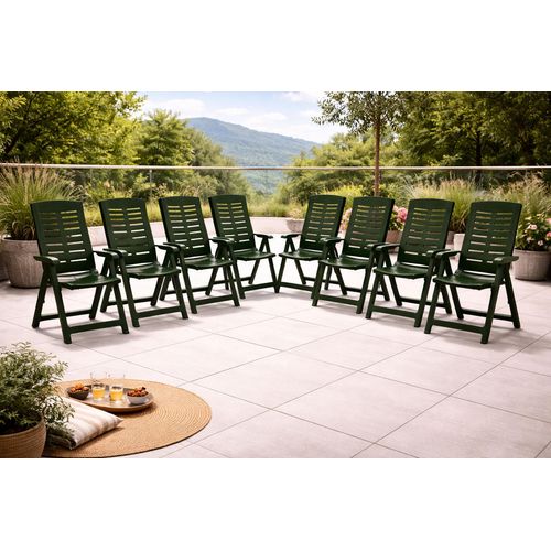 8 Stück Klappstuhl Positionsstuhl Kunststoff Grün 5-Positionen