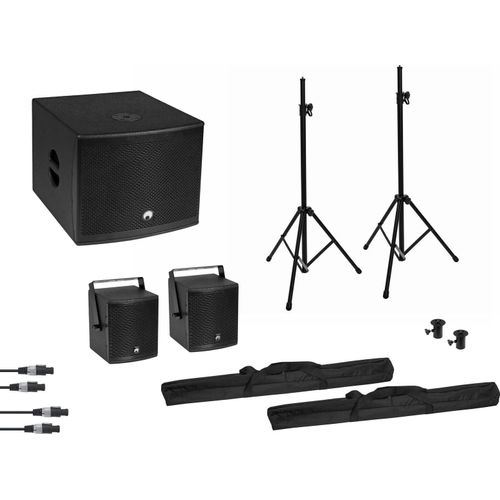 OMNITRONIC Set MOLLY 2.1 Aktivsystem Sub + 2x Top + Zubehör, schwarz