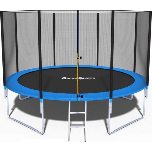 Trampolin - blau - 435 cm - mit Netz und Leiter - bis 180 KG