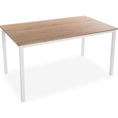 Versa Amaia Esstisch für Küche, Terrasse, Garten oder Esszimmer, Maßnahmen (H x L x B) 76 x 80 x 140 cm, Holz und Metall, Farbe: Weiß