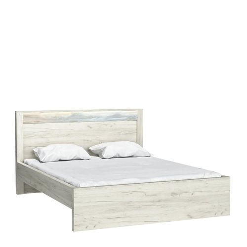 Doppelbett BESS – 160 x 200 cm, weißes Kraftpapier Eiche